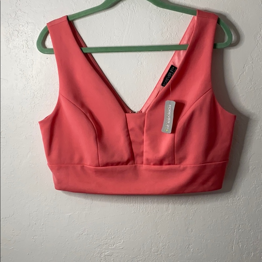 Forever 21 zipper coral crop top , 2x